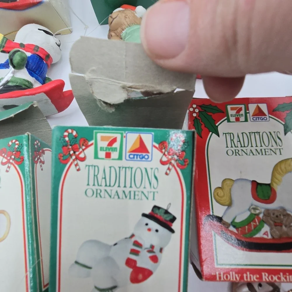 VTG  7-11 Citgo‎ Traditions Christmas Ornaments Santa Snowman Penguin Lot of 9